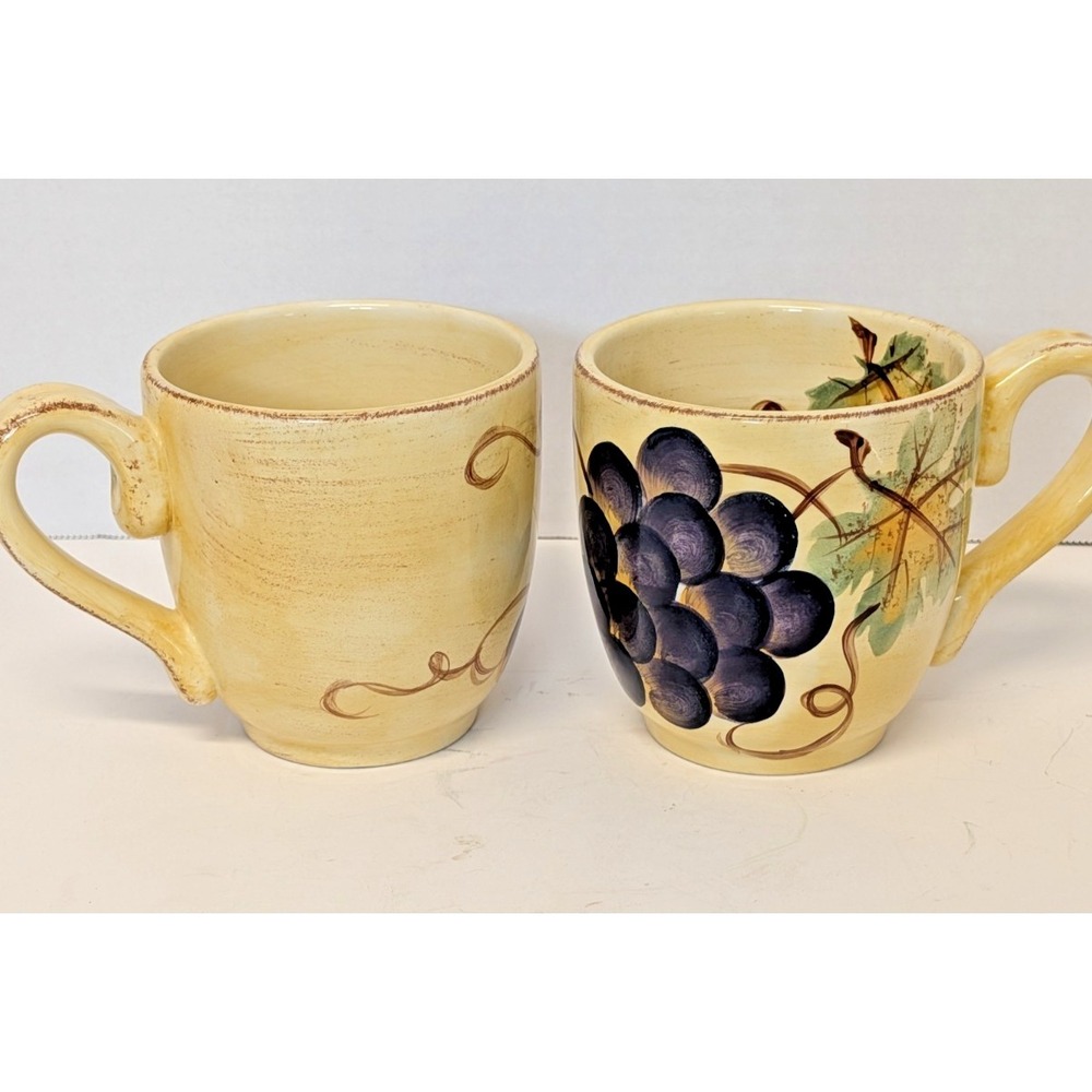 Tabletop Unlimited Hand‎ Painted Vino Collection Coffee Mug Grape 20 oz Lot of 2